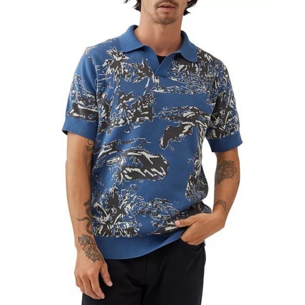 NWT Rodd & Gunn Hindley Creek Knit Polo Shirt Mens 2XL Blue Rockpool Cove